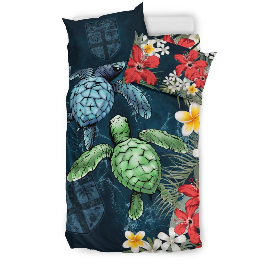 Fiji Bedding Set - Sea Turtle Tropical Hibiscus And Plumeria - Vibe Hoodie Shop