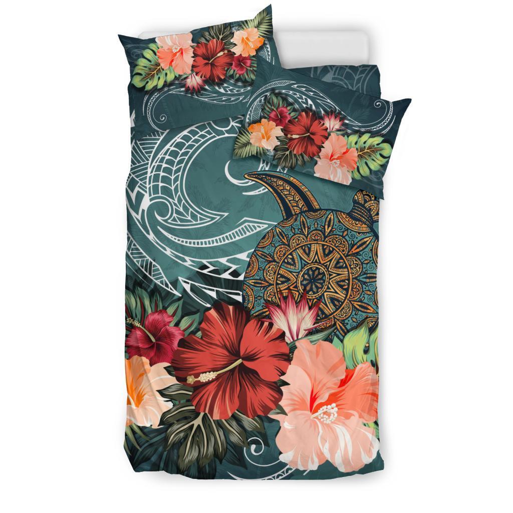 Turtle Polynesian Bedding Set Hibiscus Polynesian - Vibe Hoodie Shop