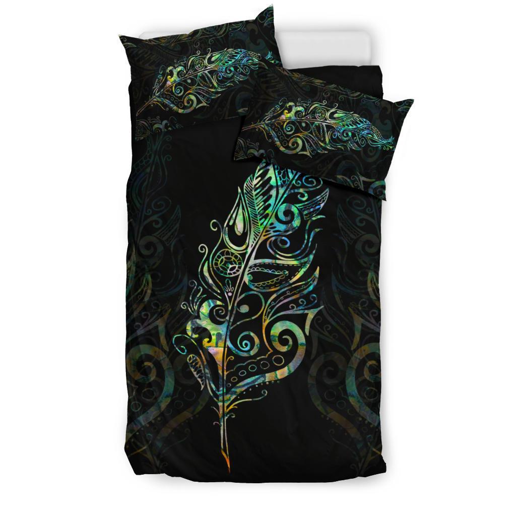 Light Silver Fern New Zealand Bedding Set, Paua Shell - Vibe Hoodie Shop