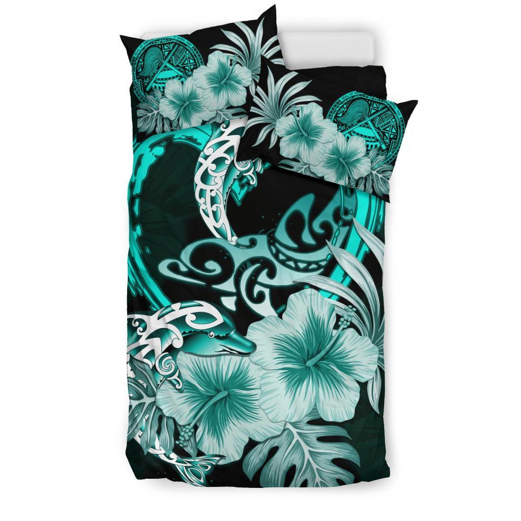 American Samoa Bedding Set I love Dolphins Hibiscus - Vibe Hoodie Shop