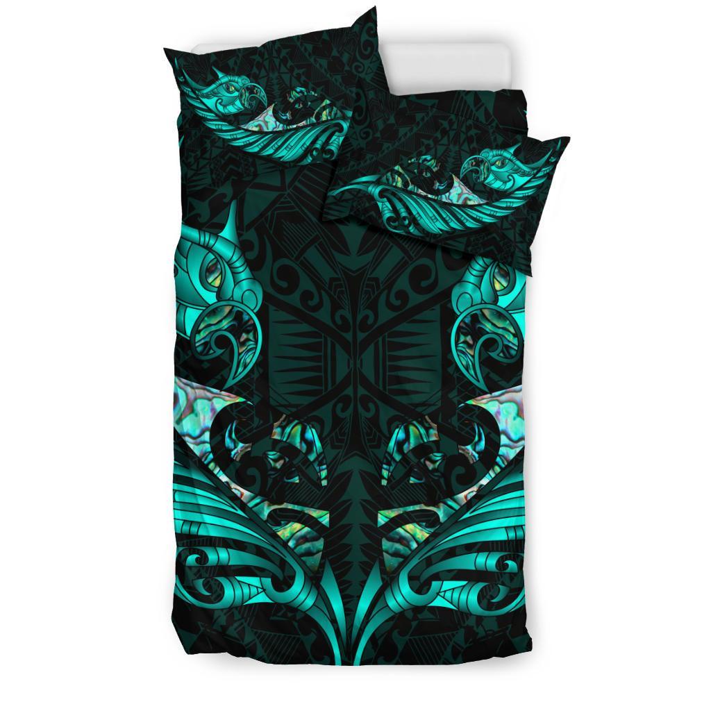 New Zealand Bedding Set Manaia Paua Fern Wing - Turquoise - Vibe Hoodie Shop