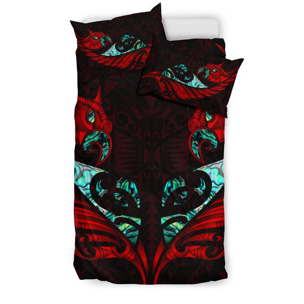 New Zealand Bedding Set Manaia Paua Fern Wing - Red - Vibe Hoodie Shop