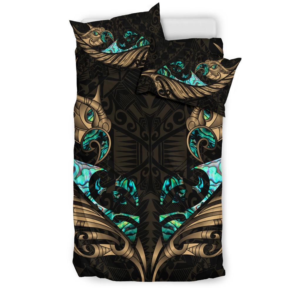 New Zealand Bedding Set Manaia Paua Fern Wing - Gold - Vibe Hoodie Shop