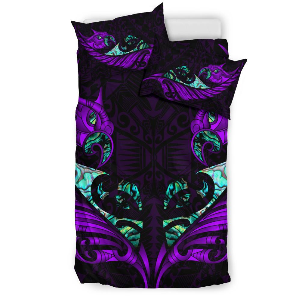 New Zealand Bedding Set Manaia Paua Fern Wing - Violet - Vibe Hoodie Shop