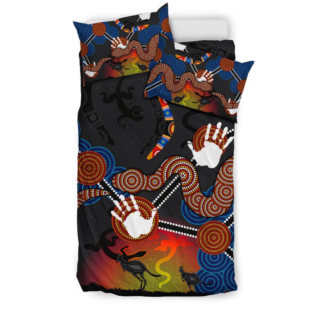 Aboriginal Bedding Set, Australian Boomerang and Snake Indigenous Art - Vibe Hoodie Shop