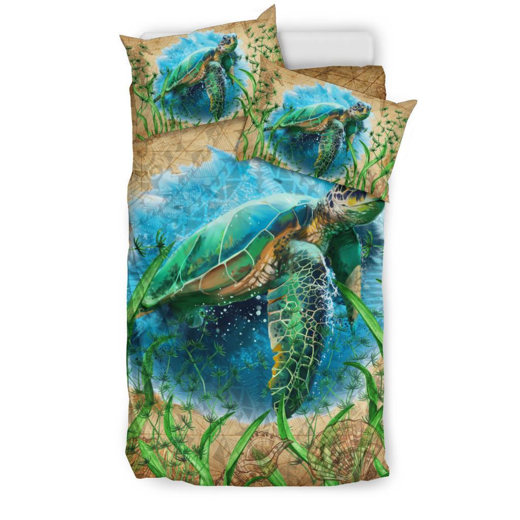 Polynesian Bedding Set Sea Turtle Vintage - Vibe Hoodie Shop