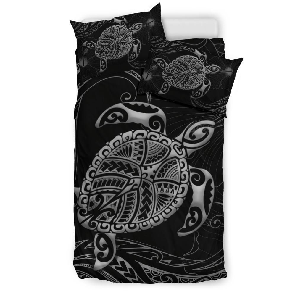 Polynesian Bedding Set Turtle Mix Hibiscus - Gray - Vibe Hoodie Shop