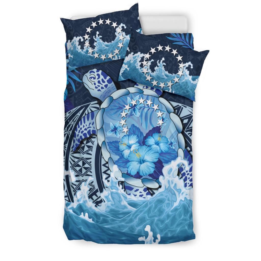 Cook Islands Polynesian Sea Turtle Hibiscus Bedding Set - Vibe Hoodie Shop