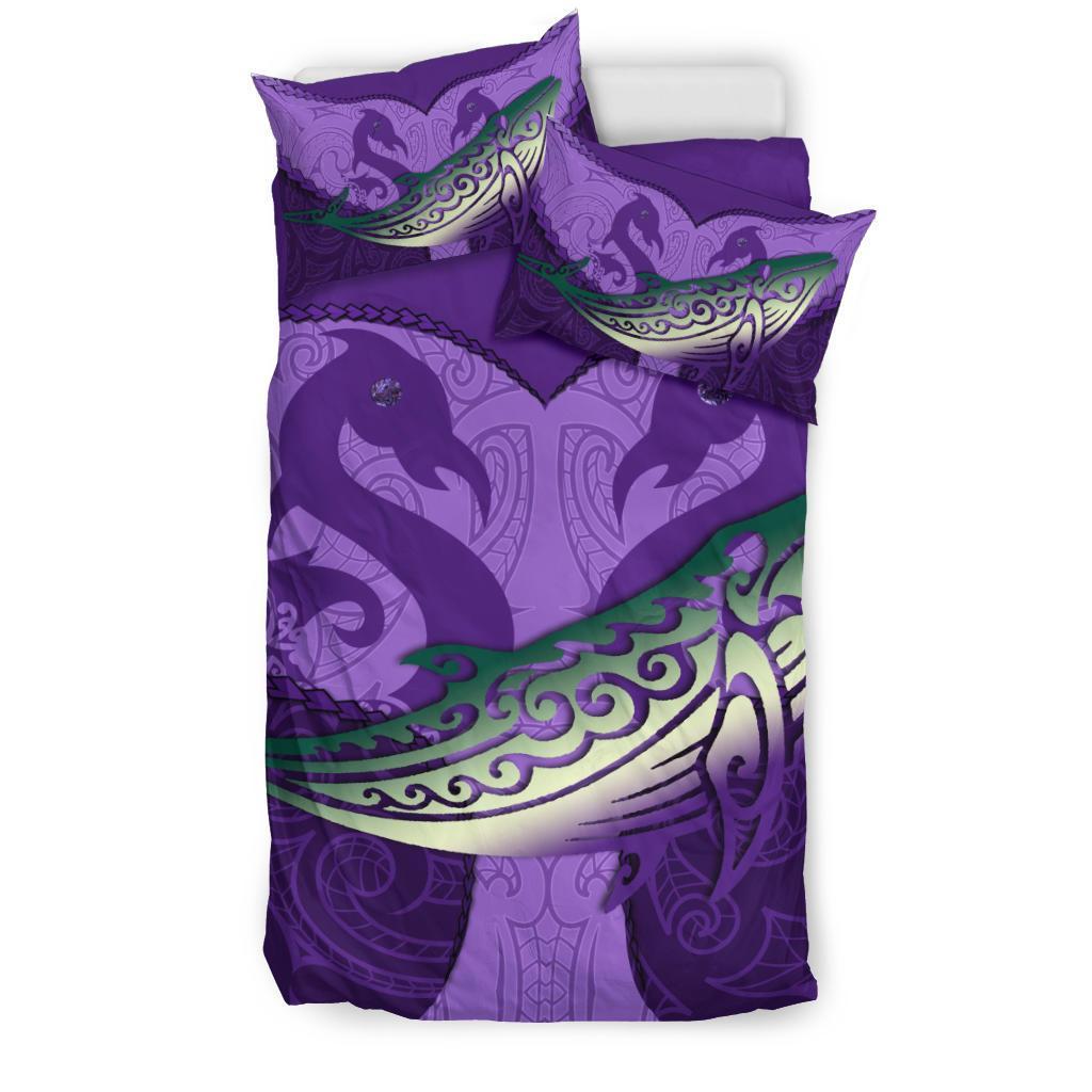 Maori Manaia Whales Gods Of The Sea Bedding Set, Purple - Vibe Hoodie Shop