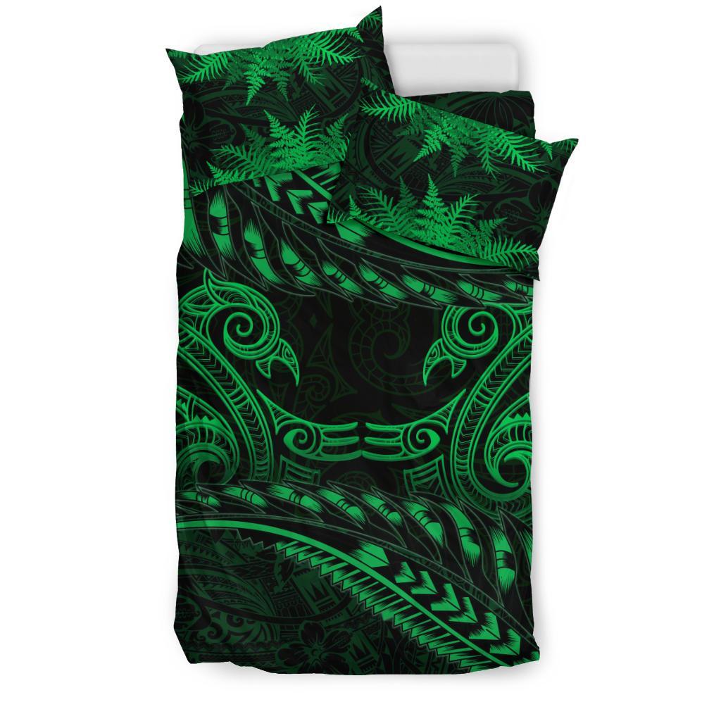 New Zealand Bedding Set Green Manaia Maori - Silver Fern Duvet Cover - Vibe Hoodie Shop