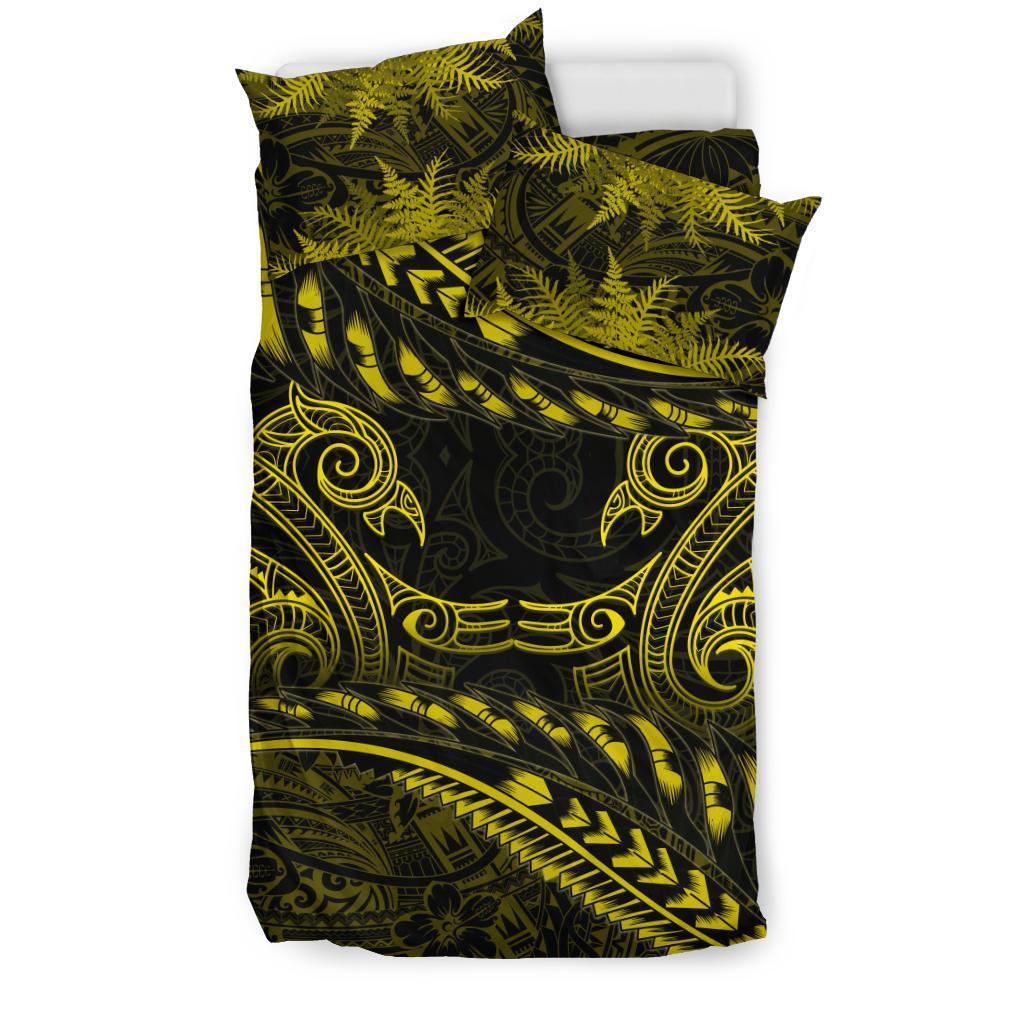 New Zealand Bedding Set Yellow Manaia Maori - Silver Fern Duvet Cover - Vibe Hoodie Shop