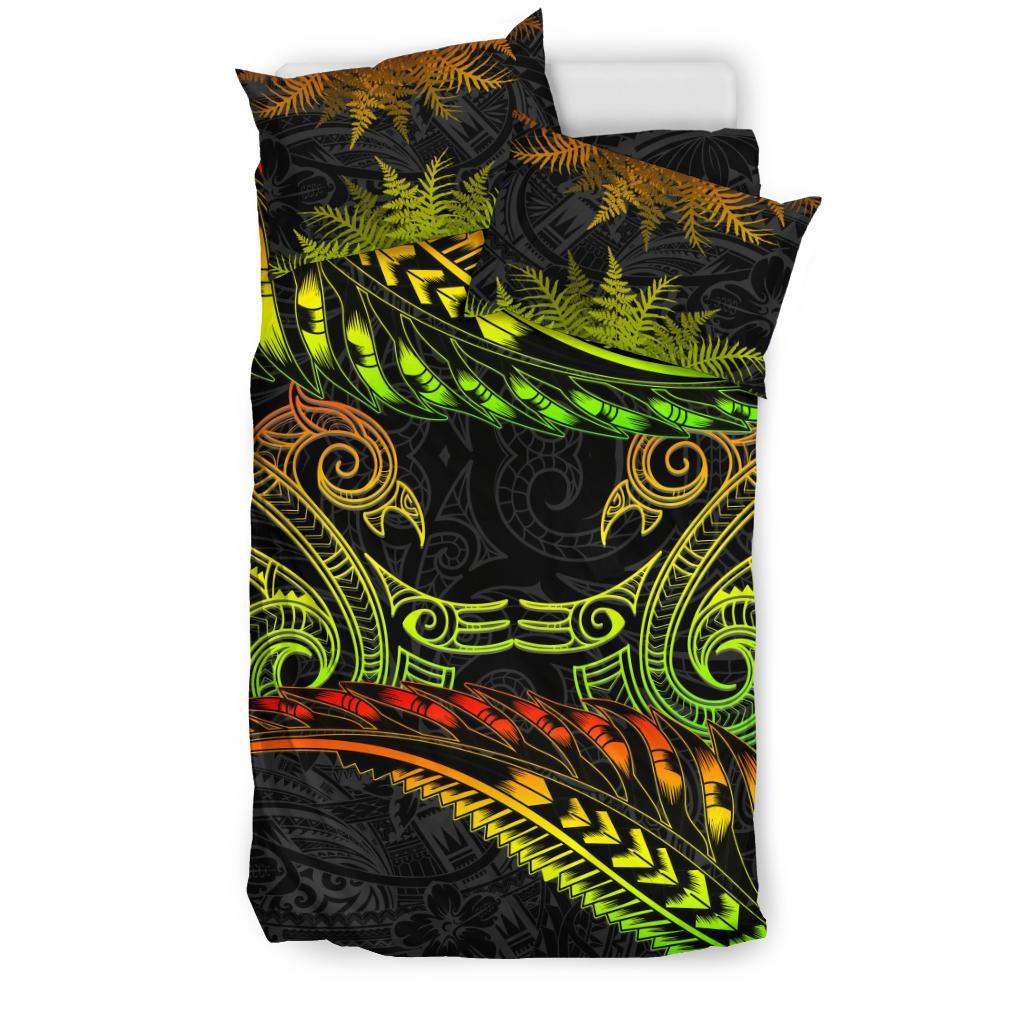 New Zealand Bedding Set Reggae Manaia Maori - Silver Fern Duvet Cover - Vibe Hoodie Shop