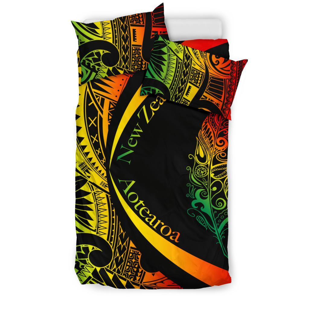 Light Silver Fern Maori Bedding Set Circle Style, Rasta - Vibe Hoodie Shop