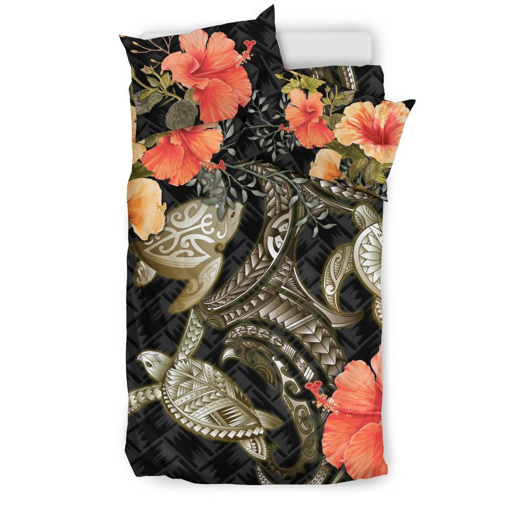 Turtle Mix Hibiscus Bedding Set Polynesian - Vibe Hoodie Shop