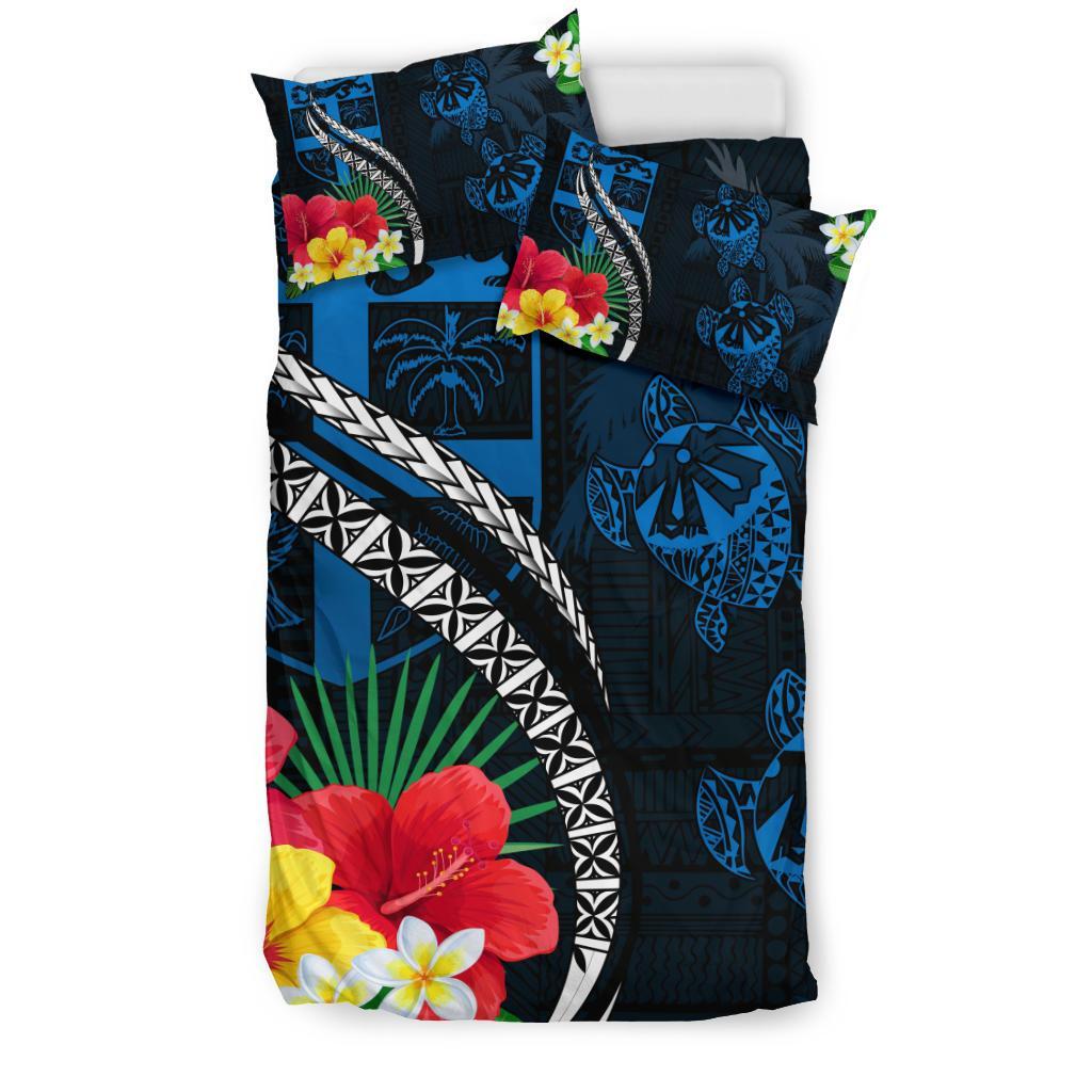 Fiji Bedding Set - Fiji Turtle Hibiscus Plumeria Coat of Arm Blue Style - Bedding Set - Vibe Hoodie Shop