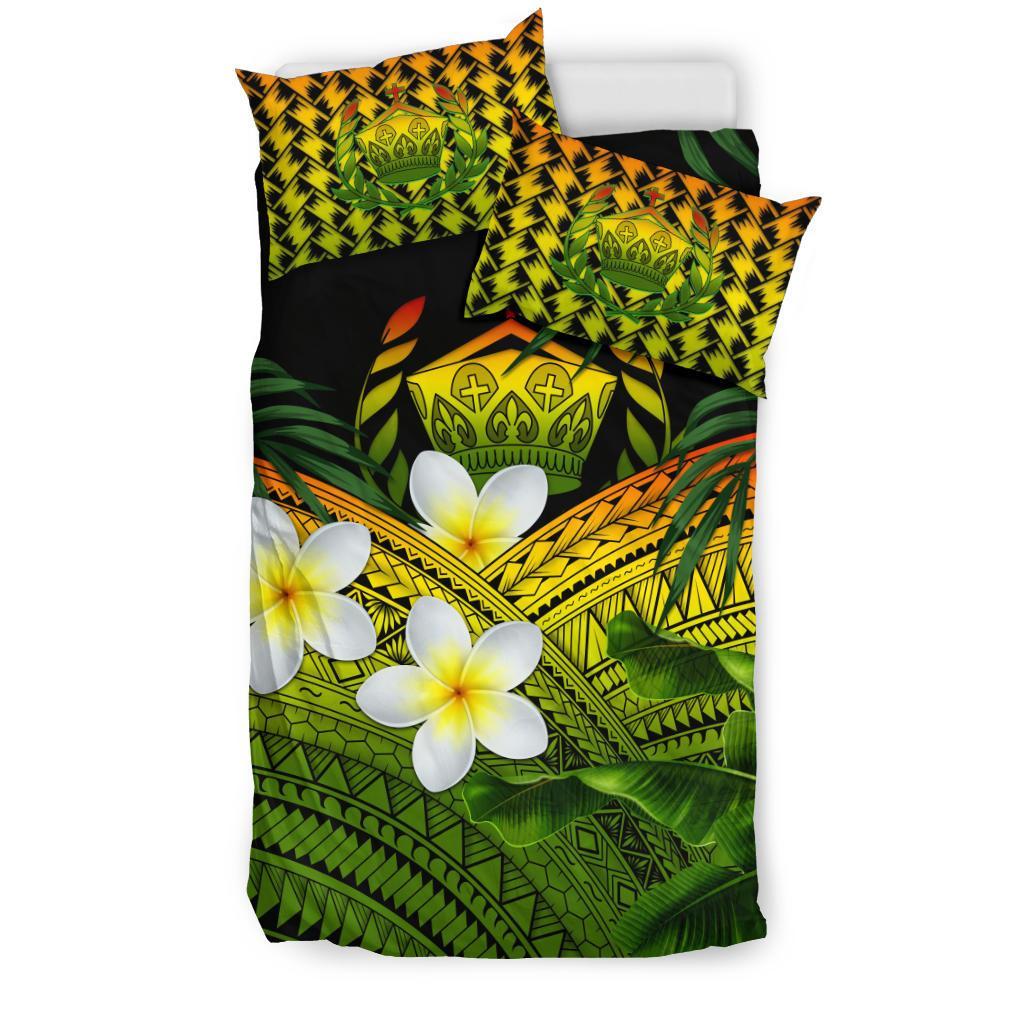 Tonga Bedding Set, Polynesian Plumeria Banana Leaves Reggae - Vibe Hoodie Shop