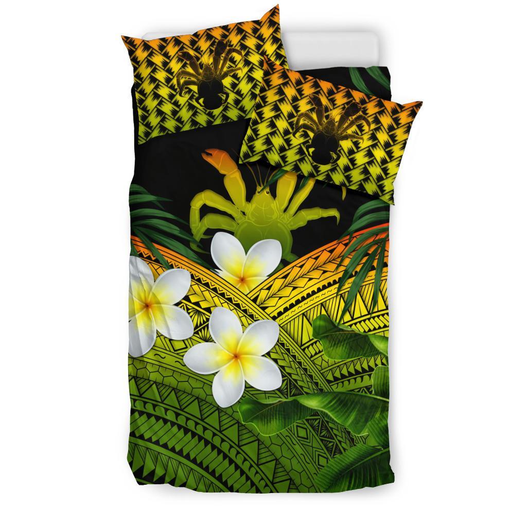 Niue Bedding Set, Polynesian Plumeria Banana Leaves Reggae - Vibe Hoodie Shop