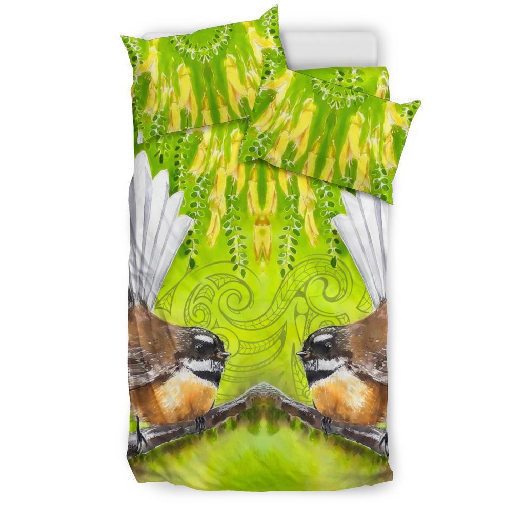 Fantail On Kowhai Bedding Set - Vibe Hoodie Shop