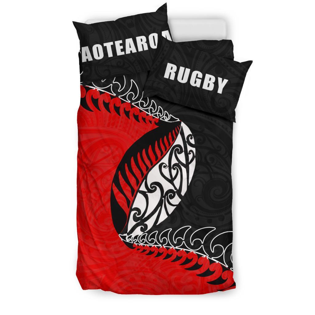 Aotearoa Rugby Fern Bedding Set Red - Vibe Hoodie Shop