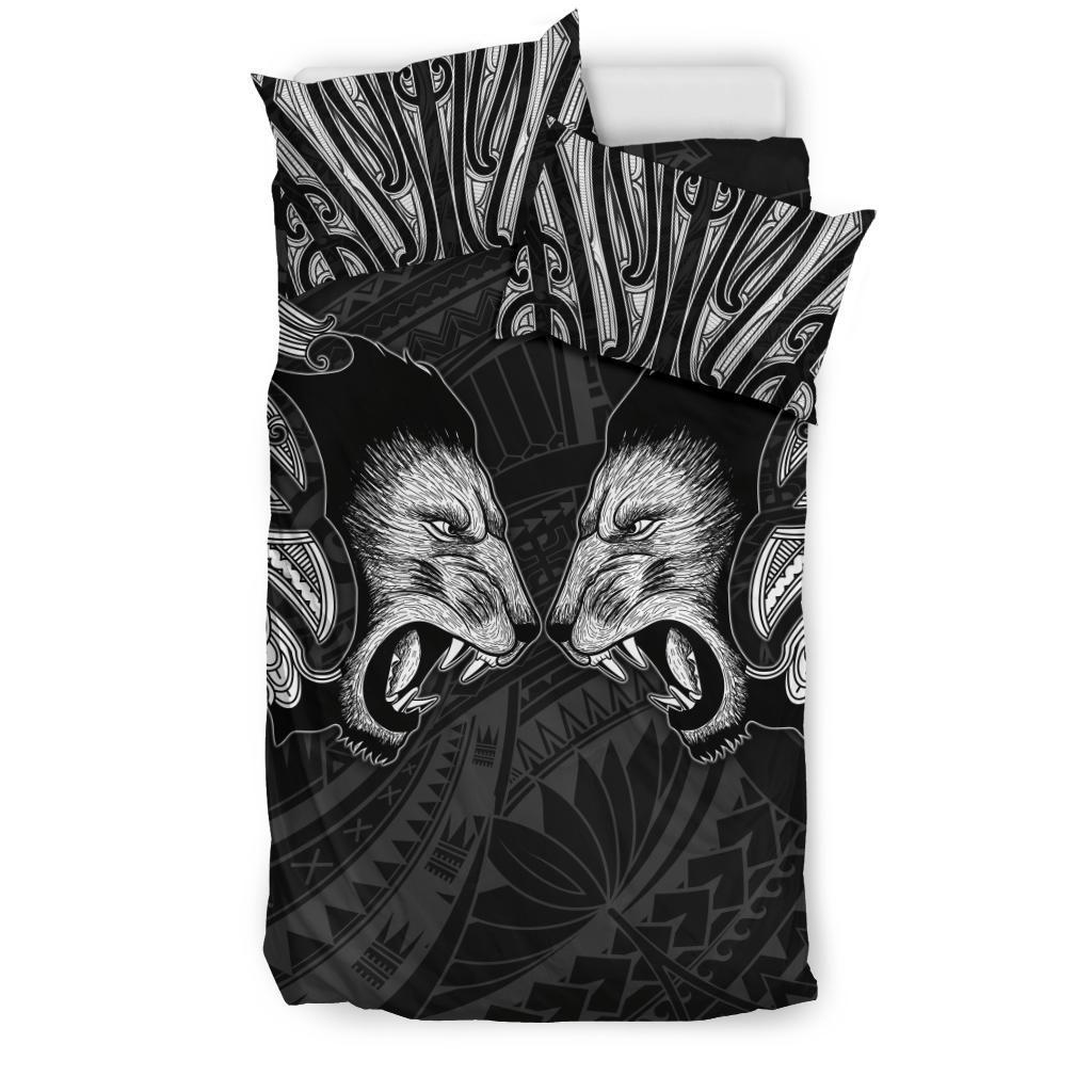 Double Lion Maori Tattoo Bedding Set New Zealand - White - Vibe Hoodie Shop