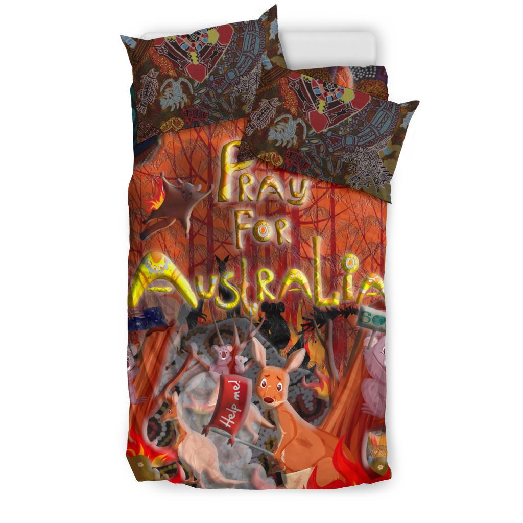 Pray For Australia Bedding Set - Aboriginal Pattern - Love Australia - Vibe Hoodie Shop