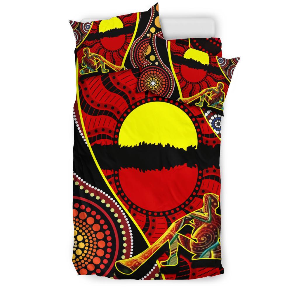 Bedding Set - Australia Aboriginal Dots With Didgeridoo - Vibe Hoodie Shop