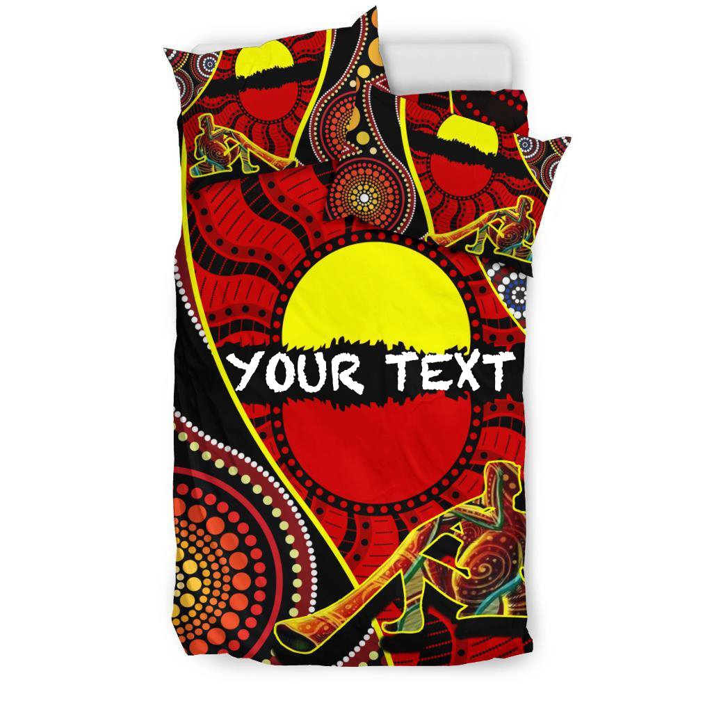 Custom Aboriginal Bedding Set - Indigenous Dots Pattern With Didgeridoo - Vibe Hoodie Shop