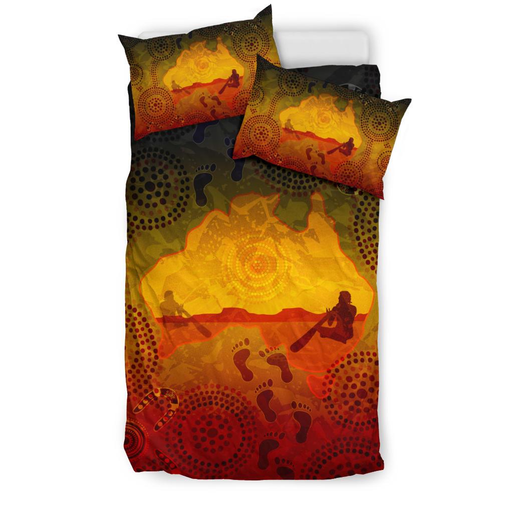 Aboriginal Bedding Set, Australian Map with Indigenous Color - Vibe Hoodie Shop