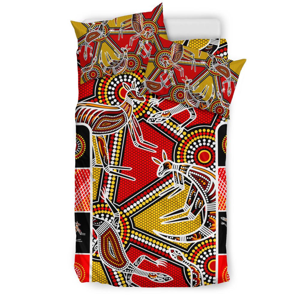 Aboriginal Bedding Set, Kangaroo Dot Painting Patterns - Vibe Hoodie Shop