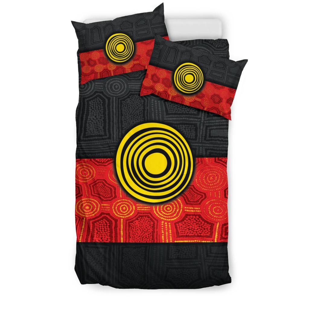 Aboriginal Bedding Set - Aussie Indigenous Flag - Vibe Hoodie Shop