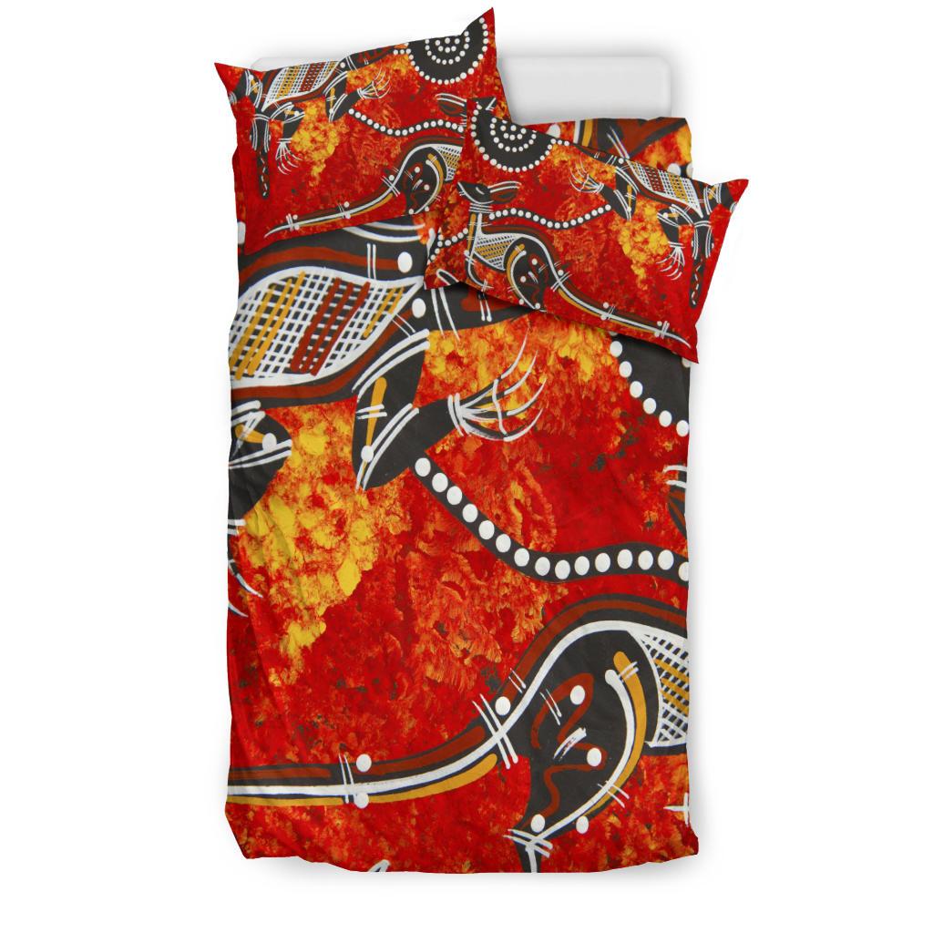 Bedding Sets - Aboriginal Crocodile And Kangaroo - Vibe Hoodie Shop