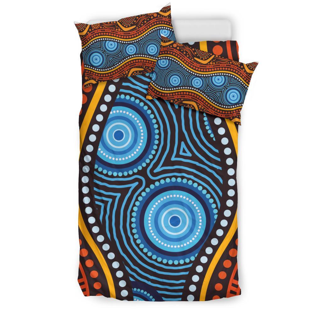 Aboriginal Bedding Set - Boomerang Circle Dot Painting Art Ver01 - Vibe Hoodie Shop