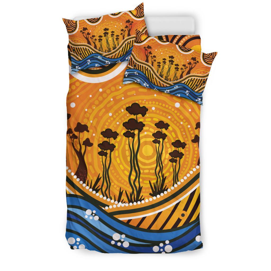 Aboriginal Bedding Set - Boab Tree Dot Painting Art Vero2 - Vibe Hoodie Shop