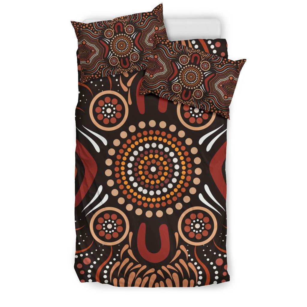 Aboriginal Bedding Set - Boomerang Circle Dot Painting Art Ver02 - Vibe Hoodie Shop