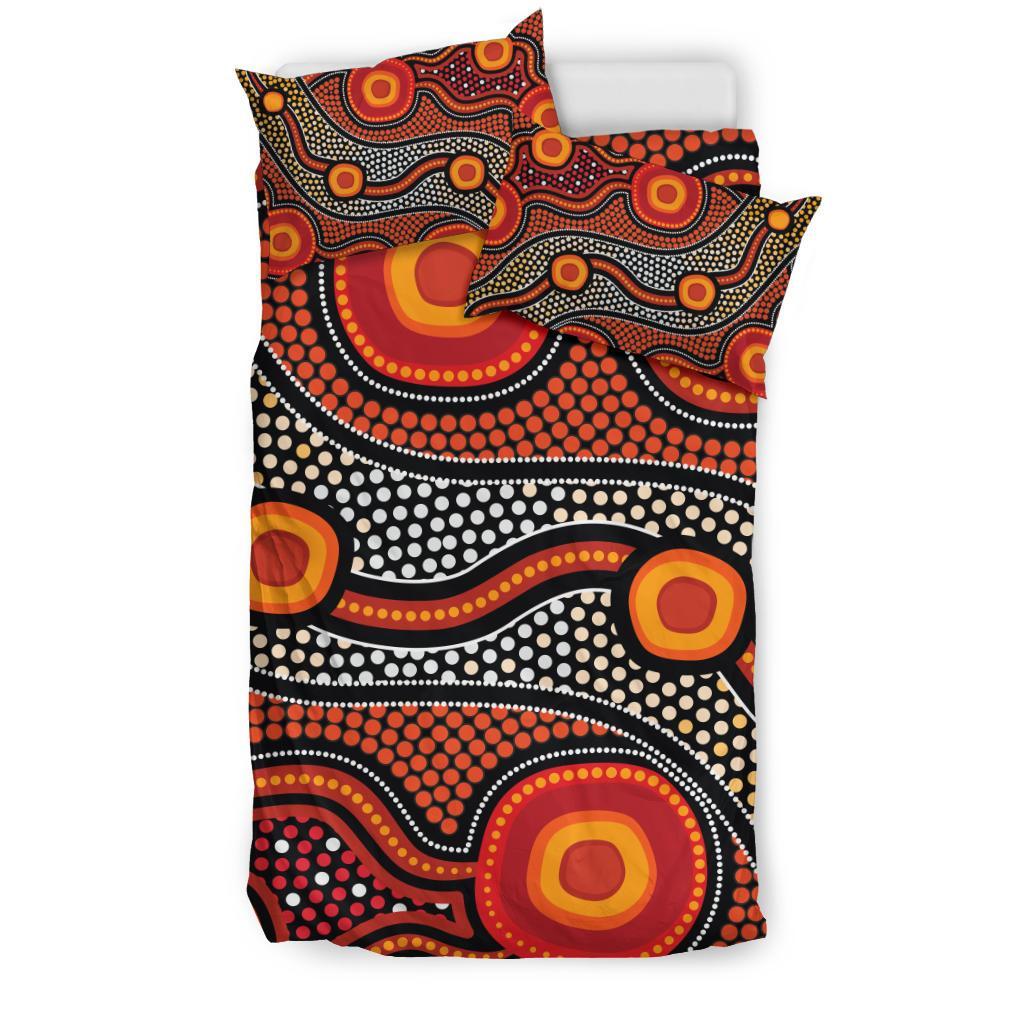 Aboriginal Bedding Set - Landscape Circle Dot Painting Art - Vibe Hoodie Shop