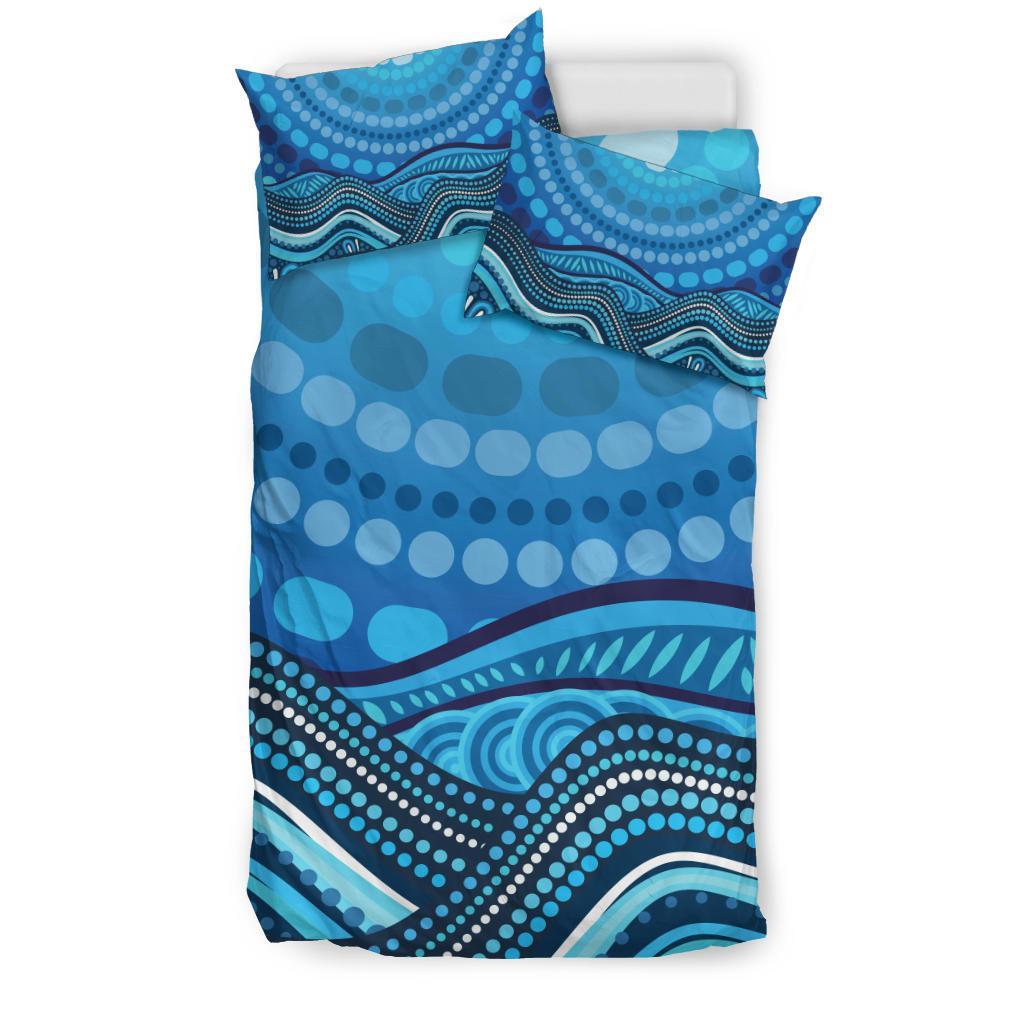 Aboriginal Bedding Set - Blue Circle ABoriginal Art - Vibe Hoodie Shop