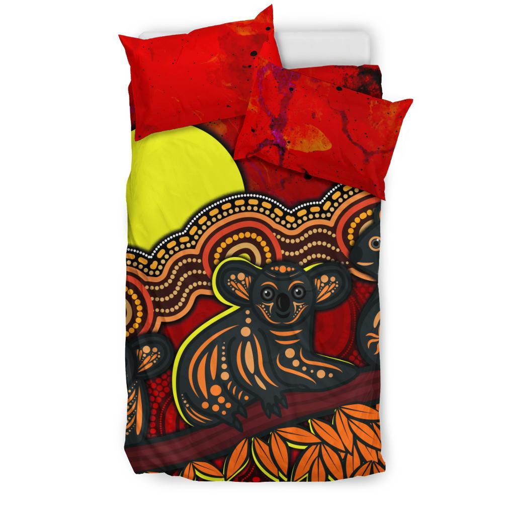 Aboriginal Bedding Set - Australian Indigenous Koala - Vibe Hoodie Shop