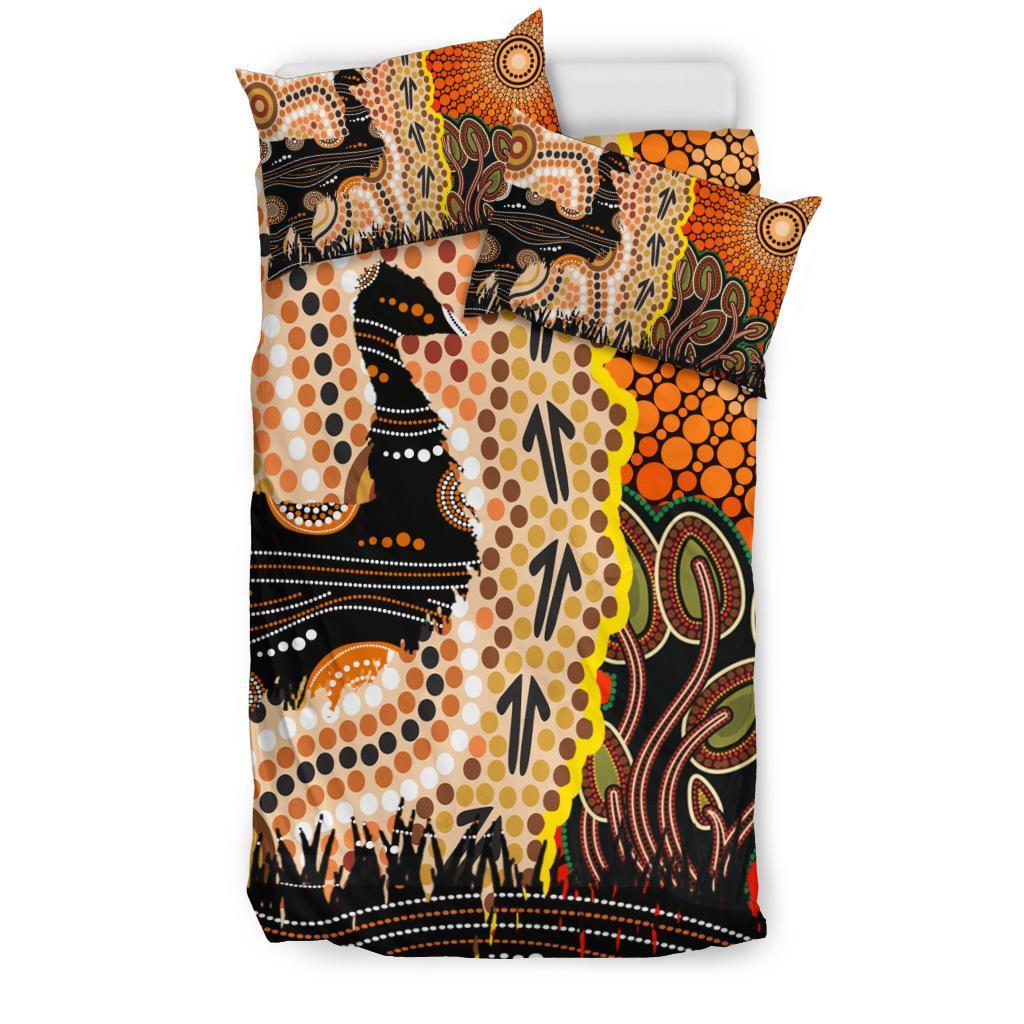 Bedding Set - Australian Aboriginal Sun and Emu - Vibe Hoodie Shop