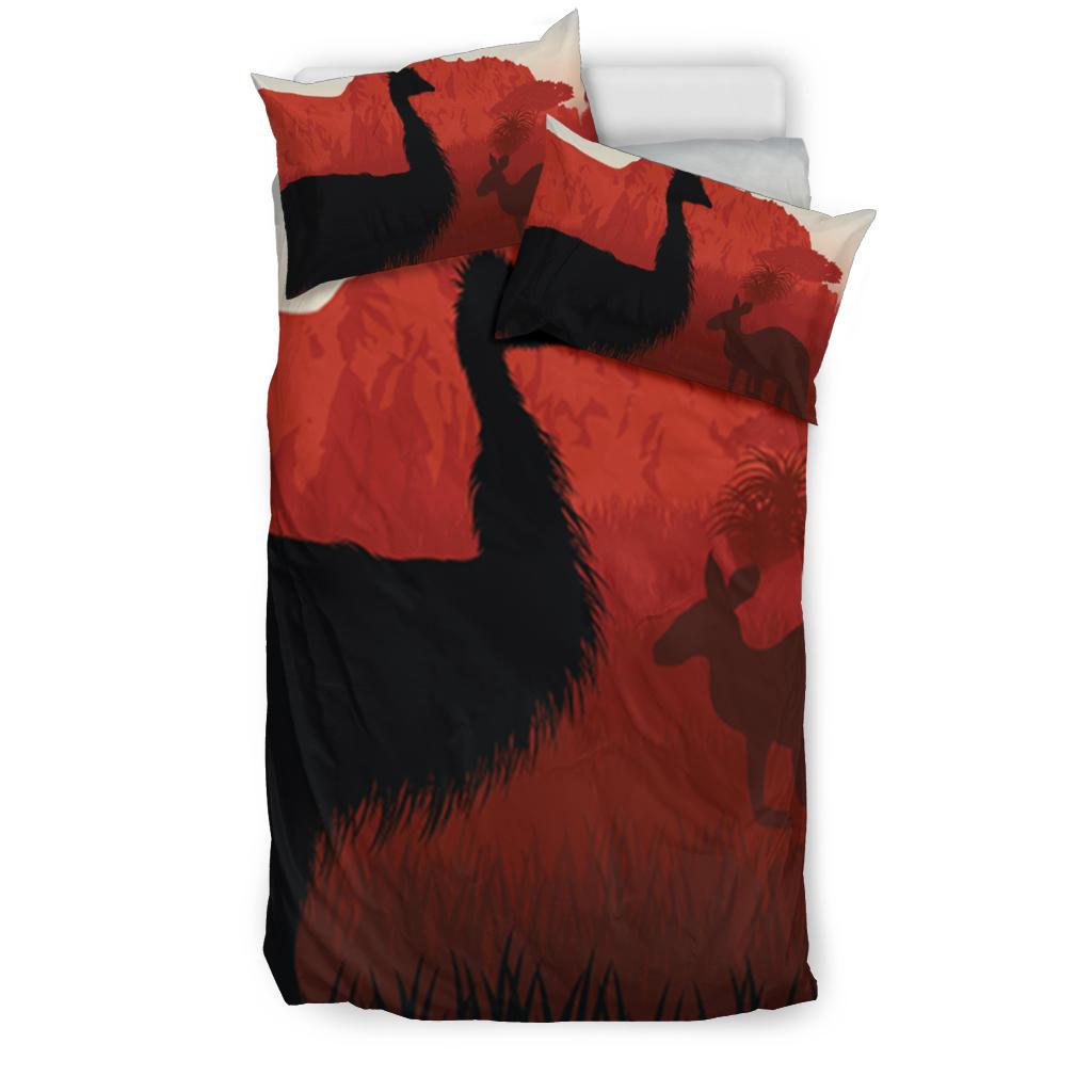 Bedding Set - Australian Nature with Emu and Kangaroo - Vibe Hoodie Shop