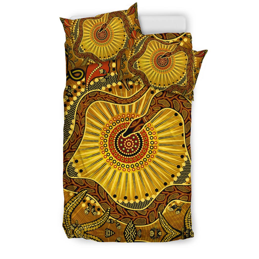 Bedding Set - Australian Aboriginal Snake - Rainbow Serpent - Vibe Hoodie Shop