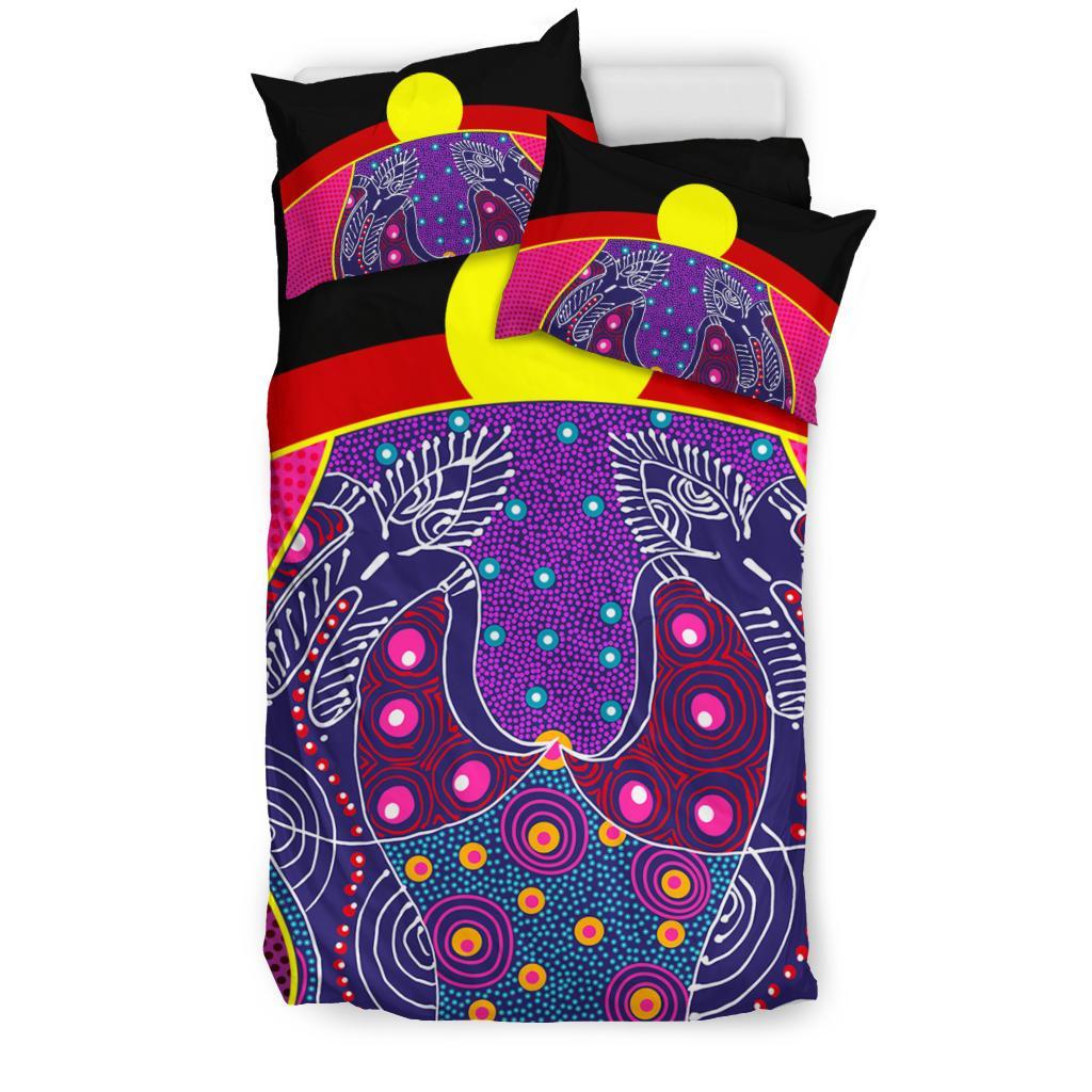 Bedding Set - Aboriginal Sublimation Dot Pattern Style (Violet) - Vibe Hoodie Shop