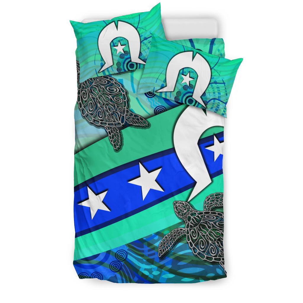 Bedding Set - Torres Strait Flag And Turtle - Vibe Hoodie Shop