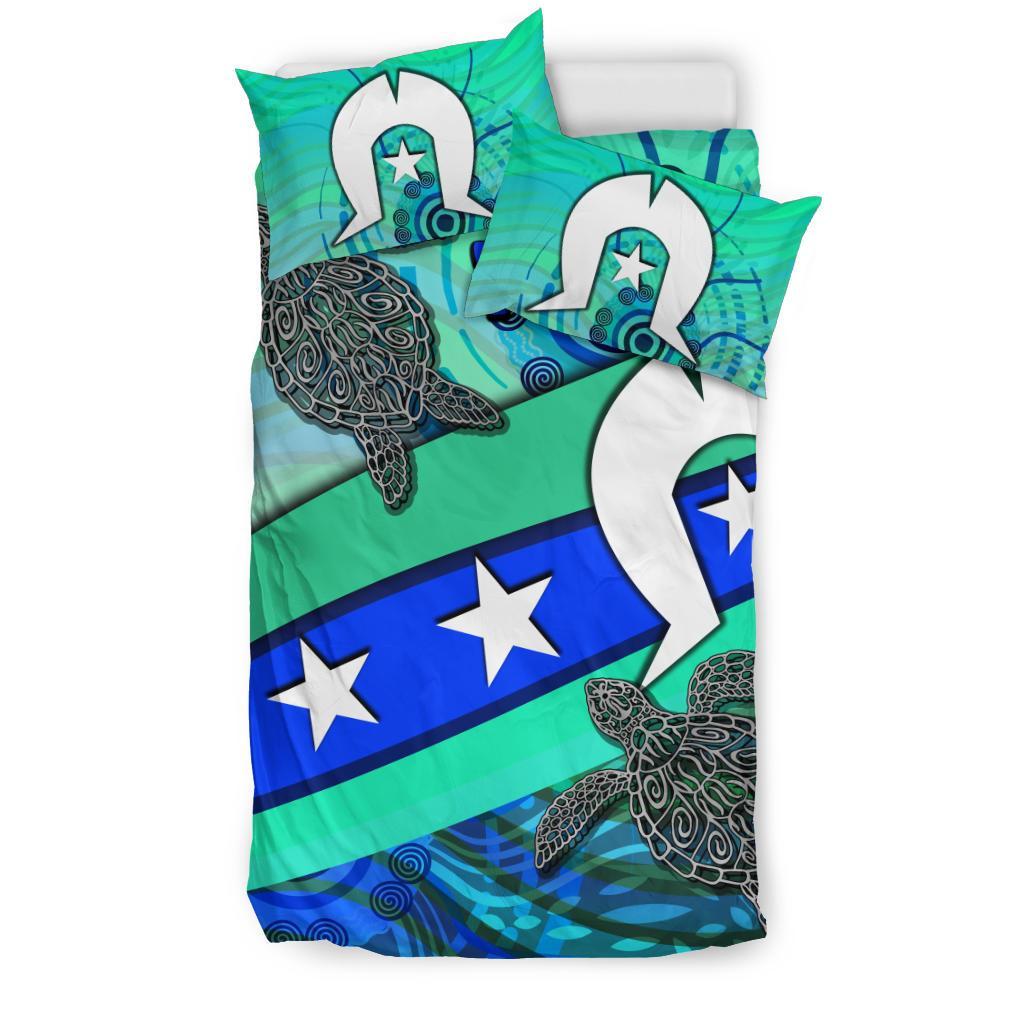 Personalised Bedding Set - Torres Strait Flag And Turtle - Vibe Hoodie Shop