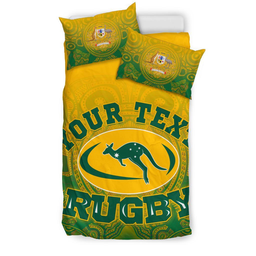 Custom Aboriginal Bedding Set, Australia Rugby and Coat Of Arms - Vibe Hoodie Shop