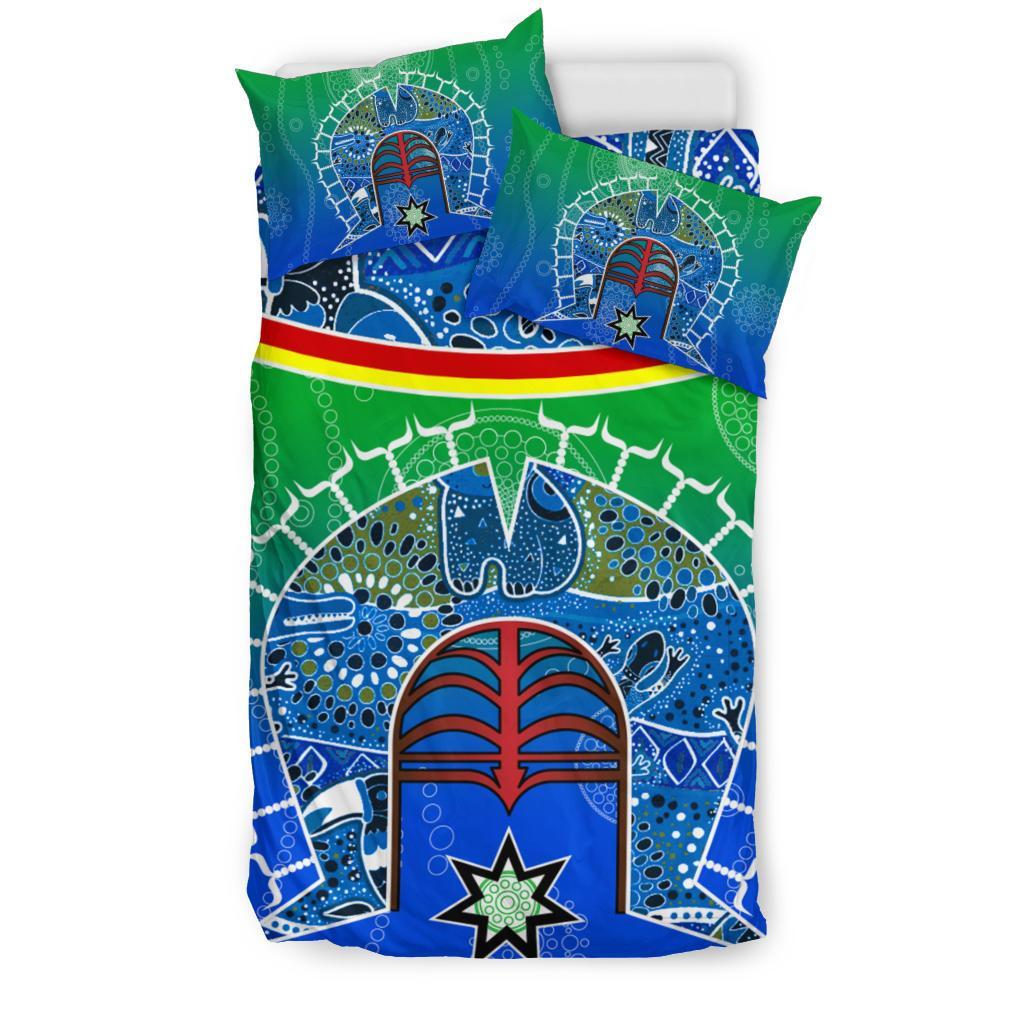 Bedding Set - Torres Strait Symbol With Aboriginal Patterns - Vibe Hoodie Shop