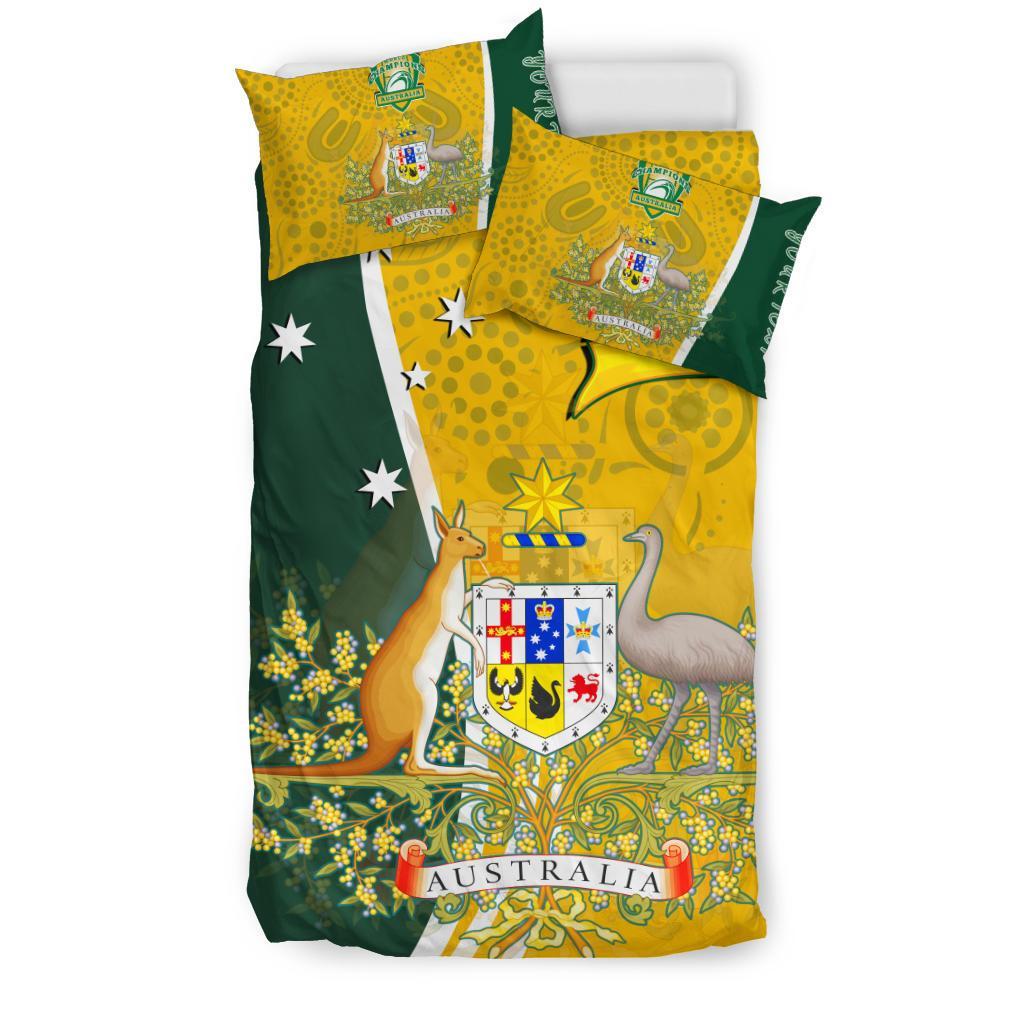 Personalised Bedding Set - Australia Coat Of Arm In Rugby Style - Vibe Hoodie Shop