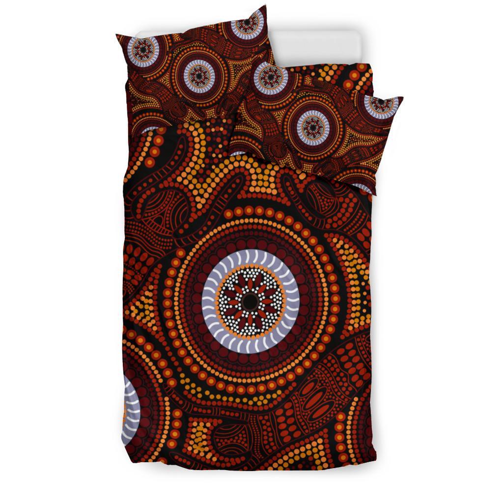 Aboriginal Bedding Set - Aboriginal Human Dot Painting Art - Vibe Hoodie Shop