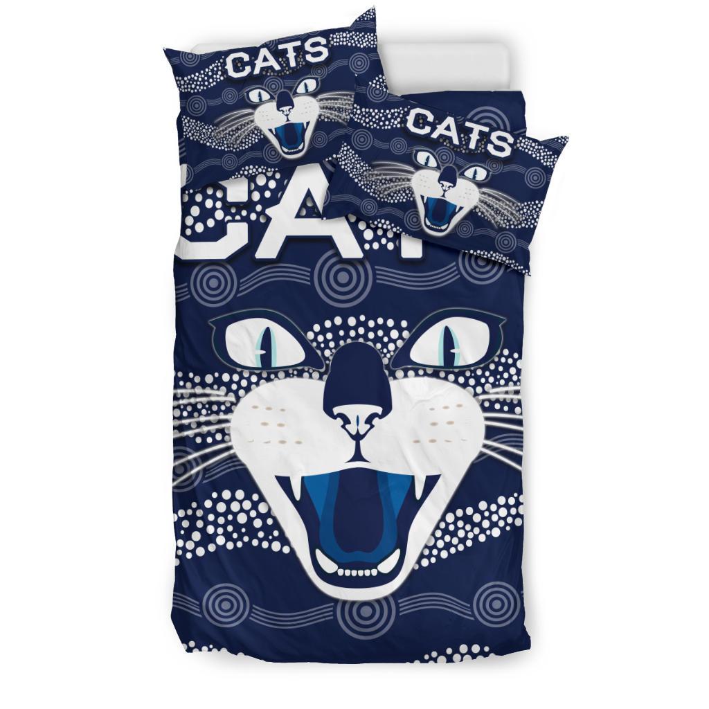 Geelong Bedding Set Cats Indigenous - Navy - Vibe Hoodie Shop