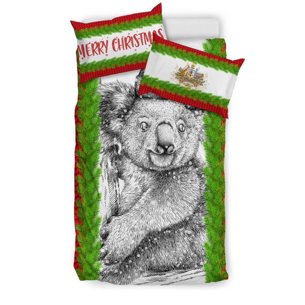 Australia Christmas Bedding Set - Merry Christmas Koala - Vibe Hoodie Shop