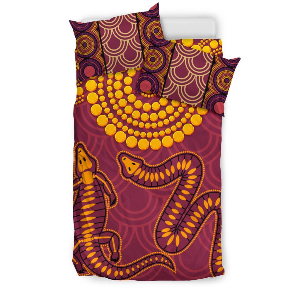 Aboriginal Bedding Set - Aboriginal Snake And Alligator - Vibe Hoodie Shop